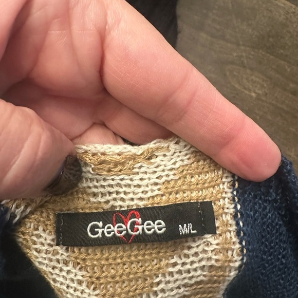 Open Front Oversized Fringe Cardigan with Cowl Button Up Navy - Picture 9 of 9